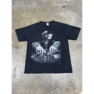 Vintage 2005 Popeye Hustler Poker Gambling Graphic T-Shirt Black XL Delta Tag